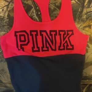 PINK Victoria's Secret Neon Pink and Black Tank Top